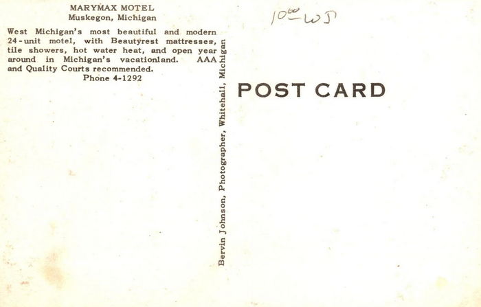 Marymax Motel - Vintage Postcard